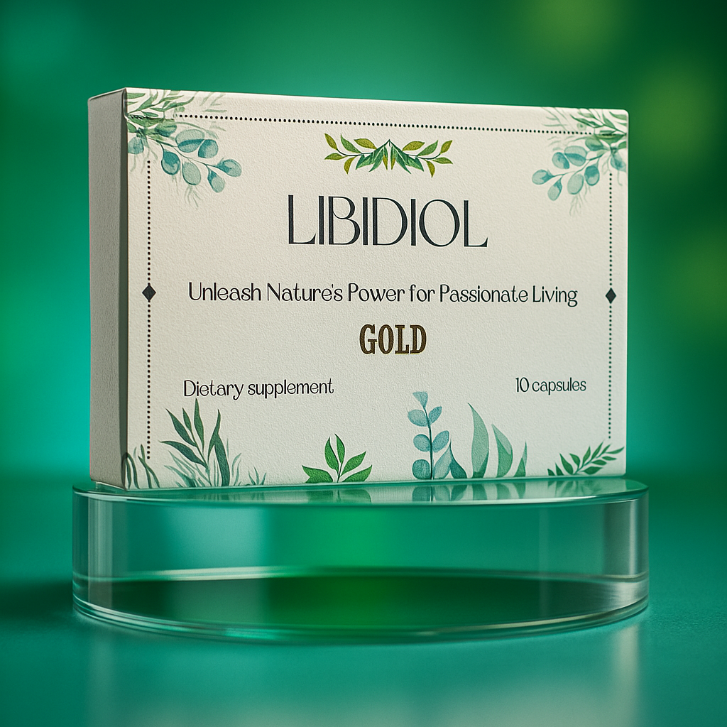 LIBIDIOL Gold dietary supplement box on a green background