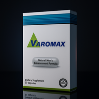Varomax dietary supplement box on a reflective black surface
